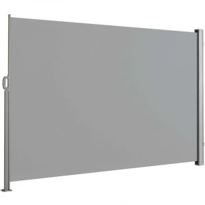 Store lat&eacute;ral ext&eacute;rieur 280 g/m&sup2; brise vue pour terrasse, structure aluminium, Gris clair 200 x 350 cm