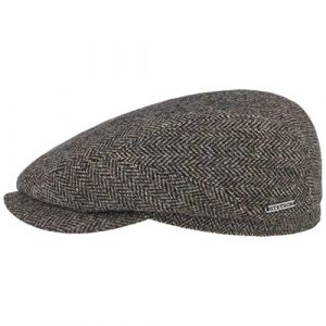 Stetson Casquette Belfast Herringbone Homme - Made in The EU Casquettes Gavroche Bonnet pour avec Visiere, Doublure, Doublure Automne-Hiver - 57 cm Marron Fonce