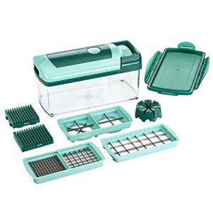 Genius Nicer Dicer Fusion | Mandoline 10 en 1 Multifunction Professionelle | Trancheuse | couper- / râpé- / éplucher- / cubes- / quartier- / spirales- / manger- / légumes | Slicer | Cuisine