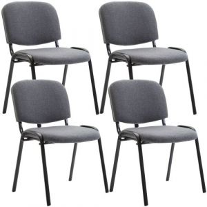 CLP Lot de 4 chaises visiteur Ken en tissu gris