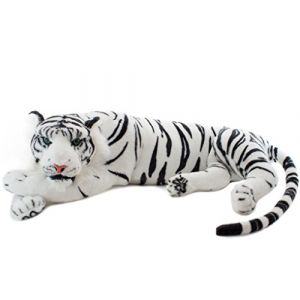 Brubaker Peluche Tigre Blanc 60 cm - Peluche Couchée Réaliste - Roi de la Jungle