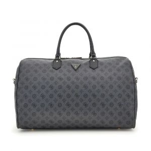 Guess Sac de voyage gris foncé noir pour femme - Wilder Weekender Duffel Bag Black Logo 298736