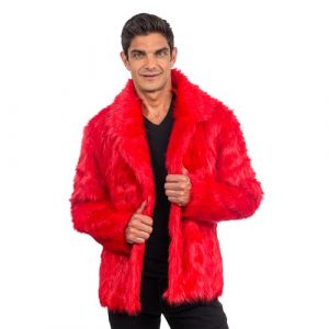 Ruedelafete Manteau en fausse fourrure, Rouge taille S