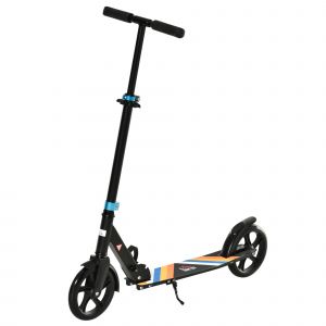 Image de Homcom Trottinette pliable adulte enfant à partir de 14 ans béquille frein à friction arrière hauteur guidon réglable 4 niv. alu. métal noir multicolore