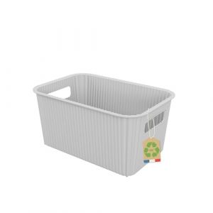 Sundis Vibes, panier de rangement plastique, blanc cass&eacute;, 4L, avec poign&eacute;es, empilable, id&eacute;al pour petits objets et accessoires de la salle de bain, la chambre, la cuisine ou le bureau
