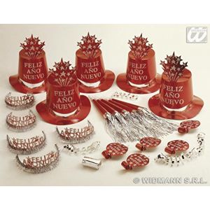 Widmann Kit Cotillon Feliz Año Nuevo Rouge pour 10 personnes
