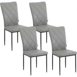 Lot de 4 Chaises Salle à Manger en Faux Cuir et Métal. Chaise de Cuisine avec Dossier Haut. Gris - Woltu