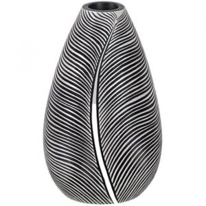 Image de BigBuy Home Vase Blanc Noir polyr&eacute;sine 19 x 19 x 30 cm