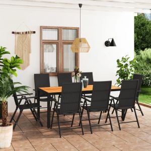 VidaXL Ensemble de salle ? manger de jardin 9 pcs Noir et marron