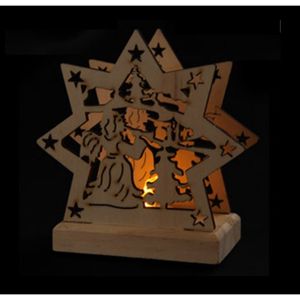 Etoile ange de noel en bois a led