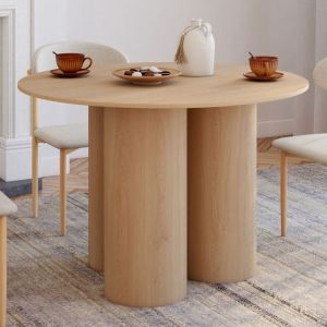 Idmarket Table &agrave; manger ronde ELOISE pied central cylindrique 6 personnes h&ecirc;tre 110 cm