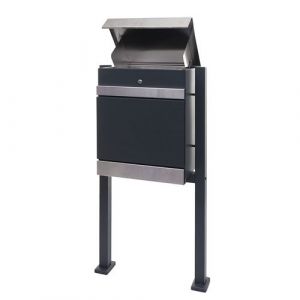 Image de Bo&icirc;te aux lettres avec pied HWC-K41 acier inoxydable galvanis&eacute; anthracite