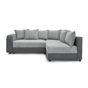 Bobochic Canapé d'angle convertible coffre basile bi matière Angle droit Gris clair et gris foncé