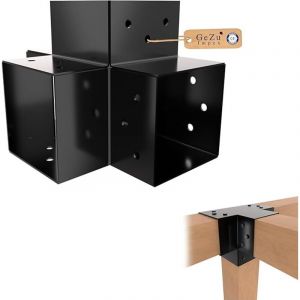 GeZu Impex Connecteur de Poteau X 121x121 mm Noir Rev&ecirc;tu Poudrage Pergola Connecteur D&rsquo;Angle 4 voies Pavilon Support Bricolage Menuiserie
