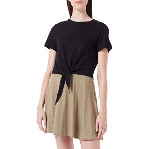 Only Onlmay S/S Short Knot Top JRS T-Shirt, Noir, L Femme