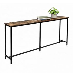 Relaxdays Table Console, HxLxP : 80,5x160x20 cm, Table d'appoint Industrielle, Hall et Salon, métal et MDF, Brun/Noir