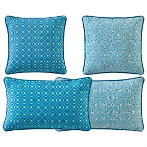 Coussin GIENS double face graphique rectangulaire bleu