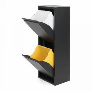 Image de Poubelle recyclage Jobgar 92 x 35 x 25 cm Noir Métal 2 tiroirs
