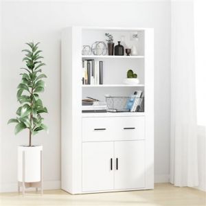 VidaXL Buffet Haut, Meuble de Rangement avec Porte, Armoire de Rangement, Organisateur Salon Salle de S&eacute;jour Int&eacute;rieur, Blanc Bois d'Ing&eacute;nierie