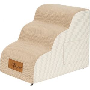 By Cee Cee Marchepieds pour chiens - marchepieds robustes - marchepieds pour chiens - 3 marches - 40x57x40cm - marron et beige - Kai