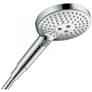 Hansgrohe Raindance Select S - Pommeau de douche économie d'eau avec 8 l/min (EcoSmart), Douchette à main avec 3 type de jet (PowderRain), Douchette ronde (120 mm), Bronze brossé, 26515140