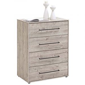 Image de Pegane Commode en bois avec 4 tiroirs coloris chêne sable - Dim : L 68,5 x H 88 x P 40 cm