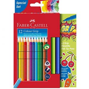 Faber-Castell Colour Grip 201640 Pack de 14 crayons et 2 feutres Grip