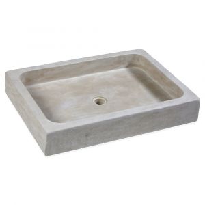 Vasque &agrave; poser rectangulaire pierre naturelle Atlas Beige 60x45x10 cm Veillie