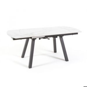 Table extensible 120/180x80 cm avec plateau en c&eacute;ramique effet marbre