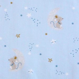 Tissu coton enfant souris vendu au mètre - Bleu