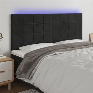 VidaXL Hoofdbord LED 200x5x118/128 cm fluweel zwart3122492