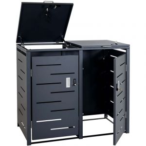 D&eacute;coshop26 Abri pour 2 poubelles jusqu'&agrave; 120 L &ndash; Structure en acier anthracite 103x115x63 cm 040008224