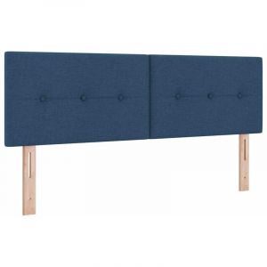 Image de VidaXL T&ecirc;te de lit avec t&ecirc;te de lit Bleu 160 cm tissu