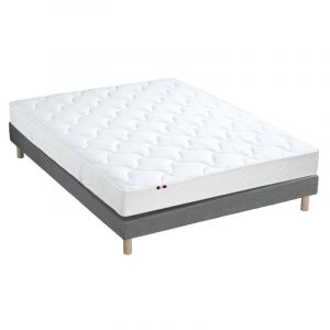 Image de Ensemble Matelas 100% latex 3 zones ESSENTIEL + Sommier Fabriqué en France Dimensions 140 x 190 cm, Sommier Gris chiné