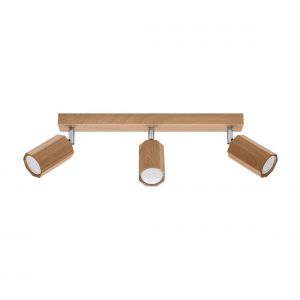Barre de spots Zeke Oak Bois Chêne 3 ampoules 20cm