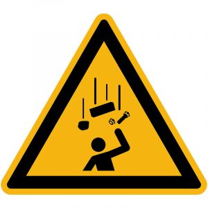 Autocollant Danger Warning Avertissement NF ISO7010 - Sticker Adhésif Signalétique Triangulaire Laminé Plastifié Résistant à l'eau et aux UV - Chute d’objets - 30x30 cm