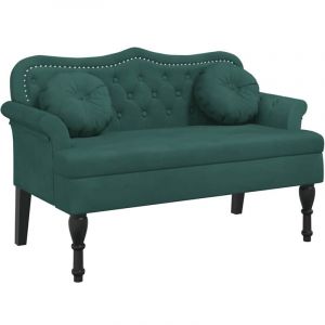 VidaXL Banc avec coussins vert fonc&eacute; 120,5x65x75 cm velours