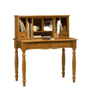Bureau Secrétaire Pin Massif Miel Style Anglais 4 Tiroirs 7 Niches L 100 H 114.3 P 56.4 cm - L 100 x l 56.4 x H 114.3 cm
