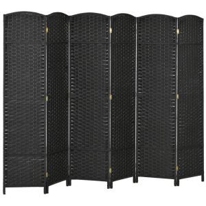 Homcom Paravent interieur - en bois - 6 panneaux - 240 x 170 cm - pour salon chambre à coucher - noir