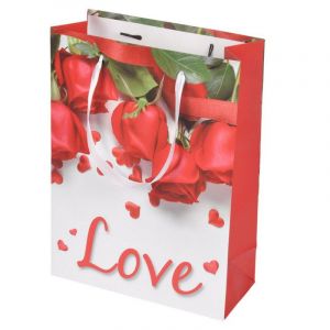 Sac Cadeau Imprimé "Love Rose" 24cm Rouge Prix