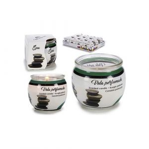 Bigbuy Acorde bougie parfum&eacute;e Spa 7,6 cm verre/cire bleu/blanc