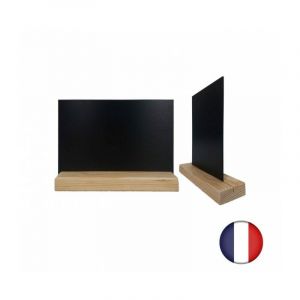Image de Porte menu de table en bois brut dimensions 21 x 6,5 x 2,4 cm avec ardoise A5 - Lot de 2 - Brut