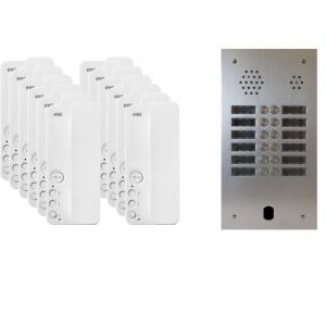 Urmet Kit interphone 2 rangées avec 12 combinés Collectif