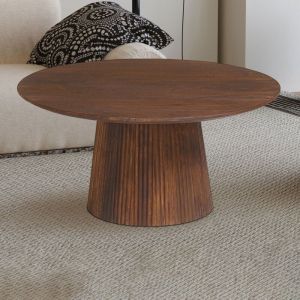M&S Table basse ronde 80x80x38 cm en manguier marron - maguel