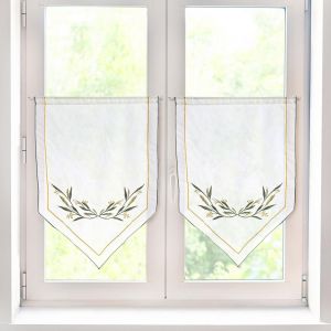 Voilage en pointe, 45xH60 cm, PT.FEUILLES ? Blanc