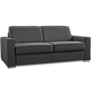 Italian Spirit Canapé convertible 2-3 places EXCELLENCE 120 cm sommier lattes matelas MEMORY 18 cm inclus tissu microfibre noire