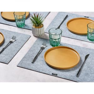 Set de table rectangulaire - 6 pièces - Feutre recyclé gris