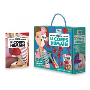Sassi Junior Coffret livre et puzzle géant 210 pièces : Voyage, découvre, explore : Le corps humain
