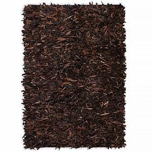 Image de VidaXL Tapis shaggy Cuir véritable 120 x 170 cm Marron