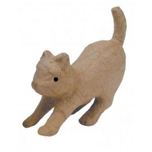 Image de decopatch Chat à l'affût en papier mâché 12 cm